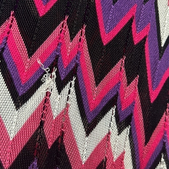 Vintage Cache pink purple zig zag knit short sleeve blouse poncho belted top Med - Picture 7 of 9